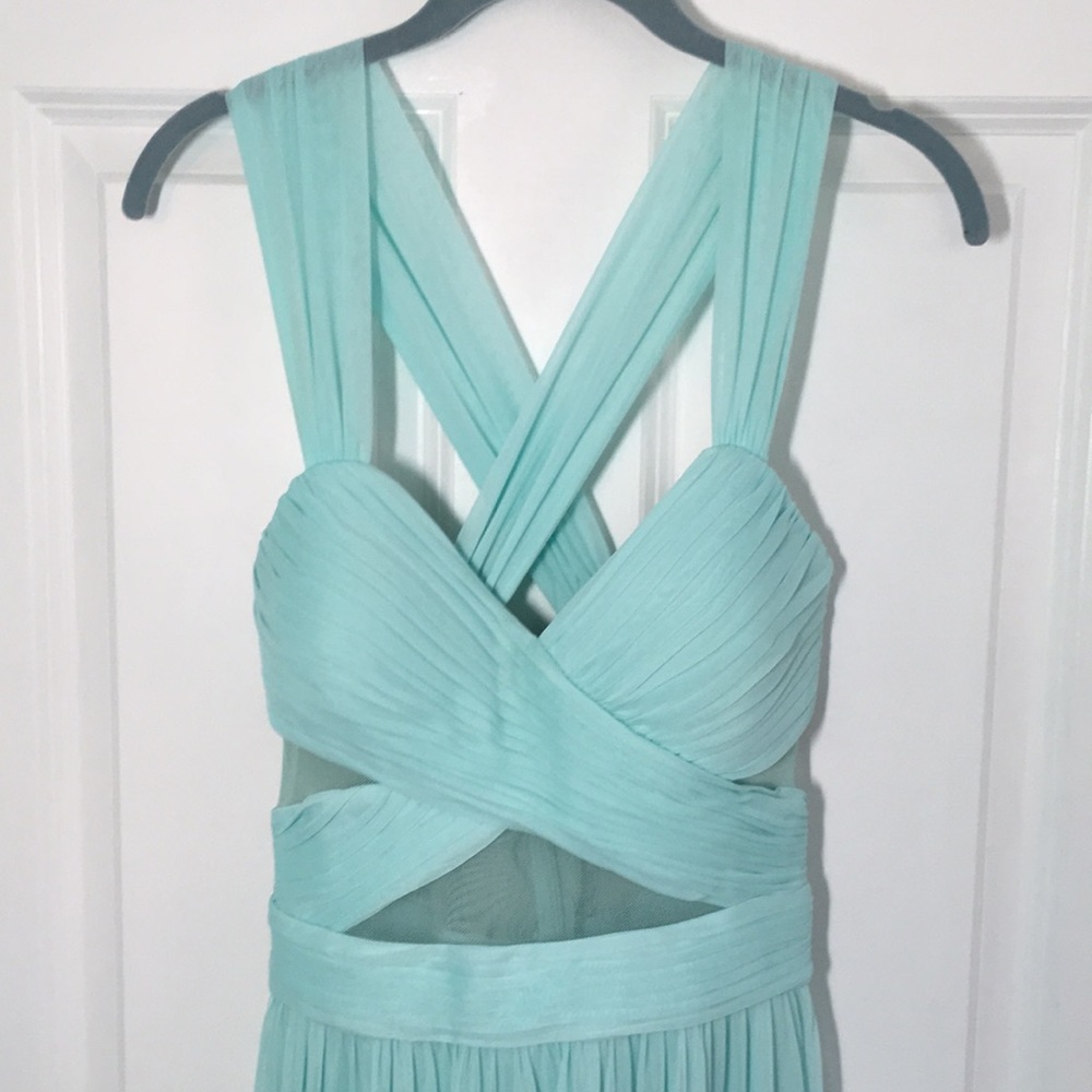Full Length Betsy & Adam Teal Prom Gown